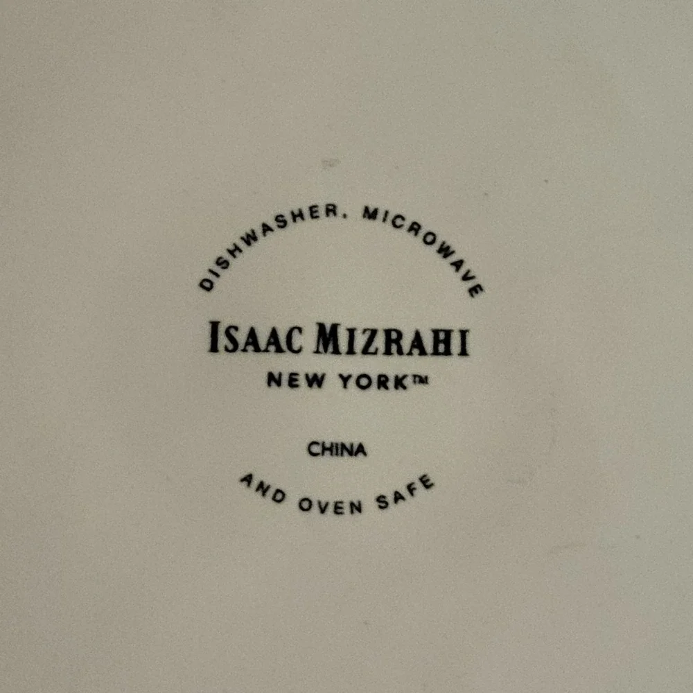 Isaac Mizrahi NY Dinner Plates Caribbean Blue Embossed White Large Rim Set of 2